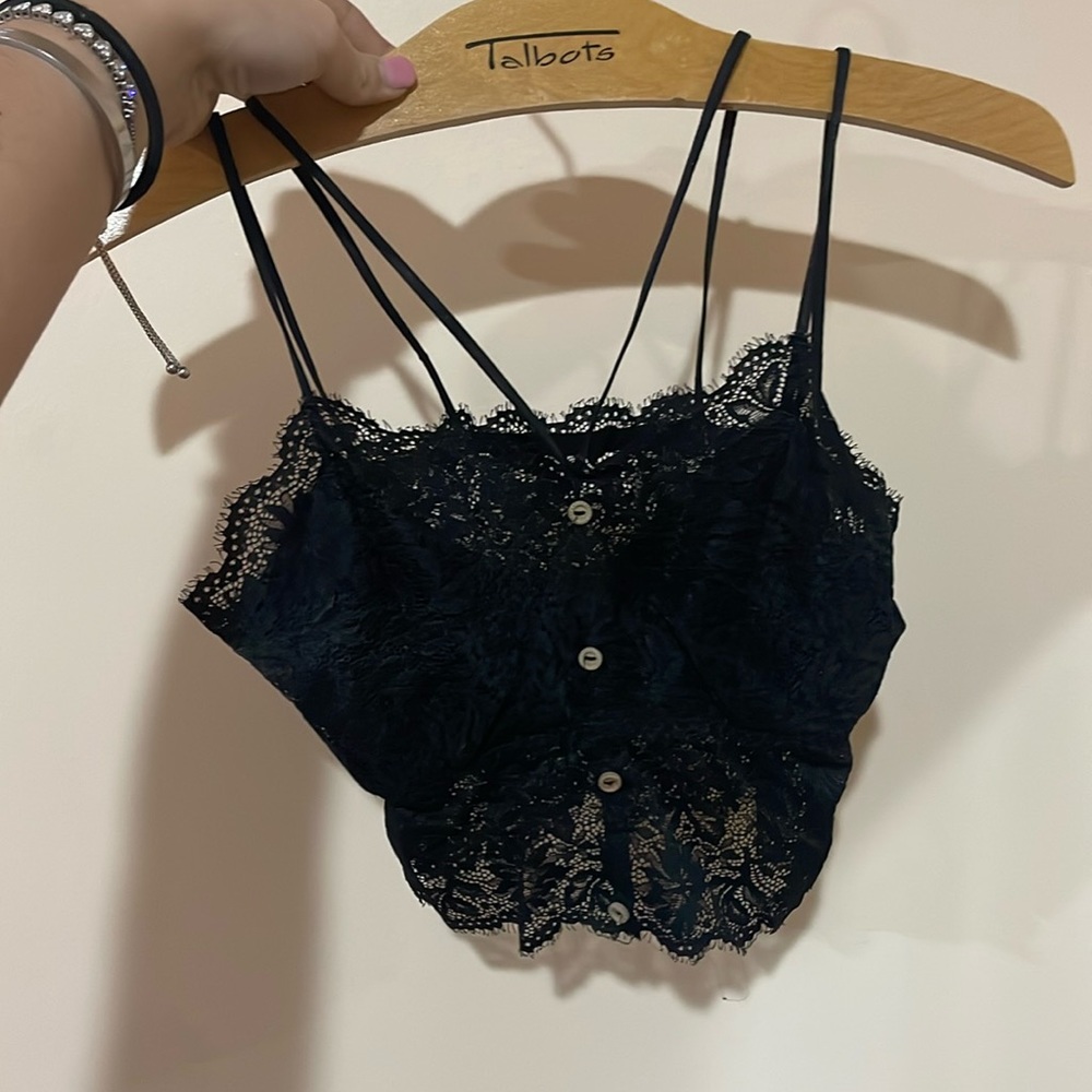 Black lace crop top